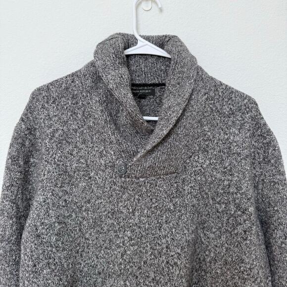 Men's Banana Republic Cotton Blend Cowl Neck Sweater Gray Large - Picture 3 of 7